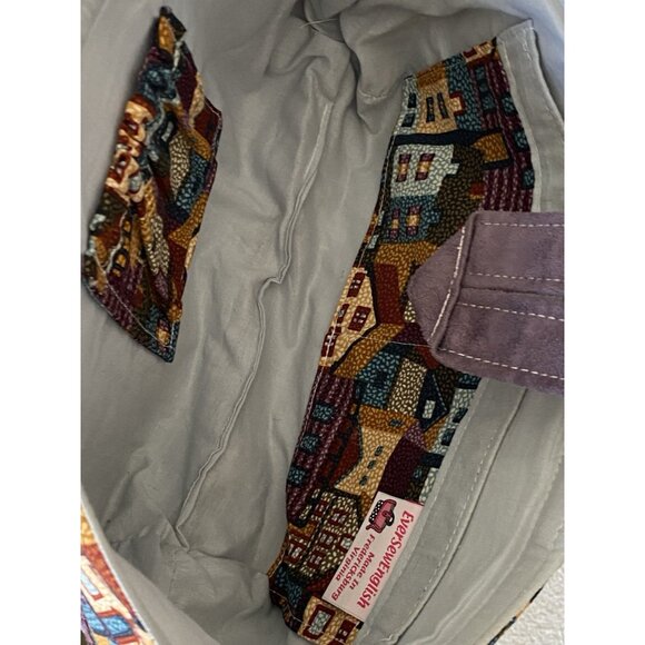 EverSewEnglish Handmade Purple Suede Townhouse Neighborhood Purse Bag - Picture 4 of 6